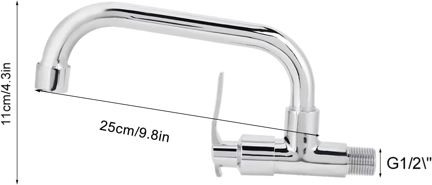 TOPINCN Wall Mounted Kitchen Faucet, Brass Body with Stainless