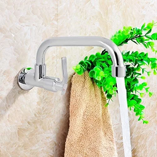 TOPINCN Wall Mounted Kitchen Faucet, Brass Body with Stainless
