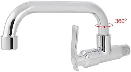 TOPINCN Wall Mounted Kitchen Faucet, Brass Body with Stainless