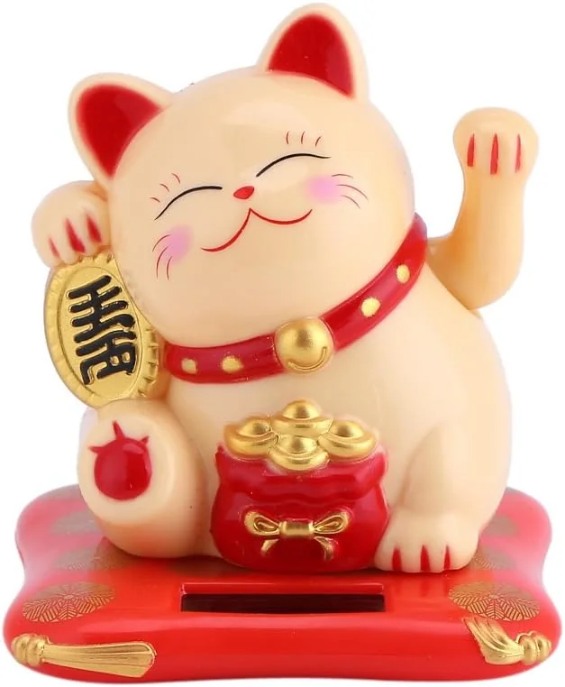 TOPINCN Waving Cat, Solar Luck Cat Cute Wealth