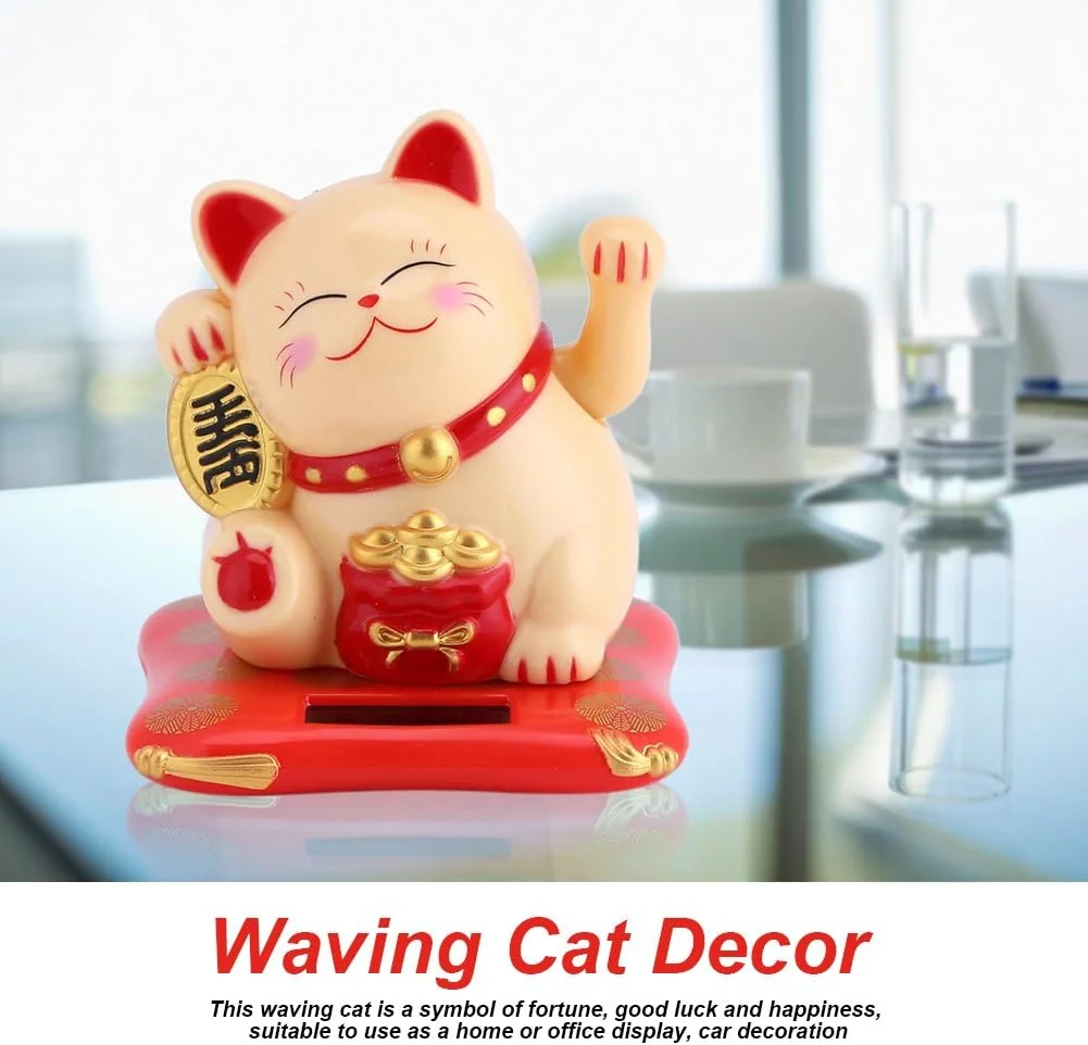 TOPINCN Waving Cat, Solar Luck Cat Cute Wealth
