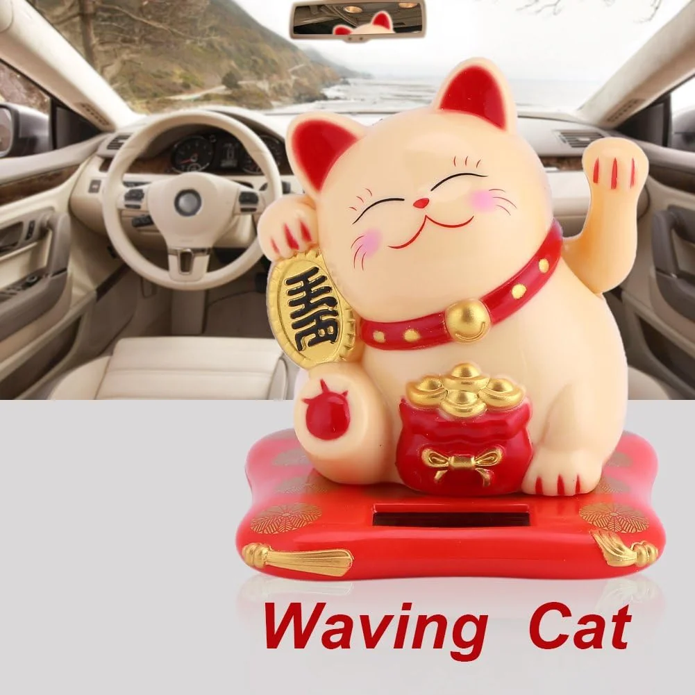 TOPINCN Waving Cat, Solar Luck Cat Cute Wealth