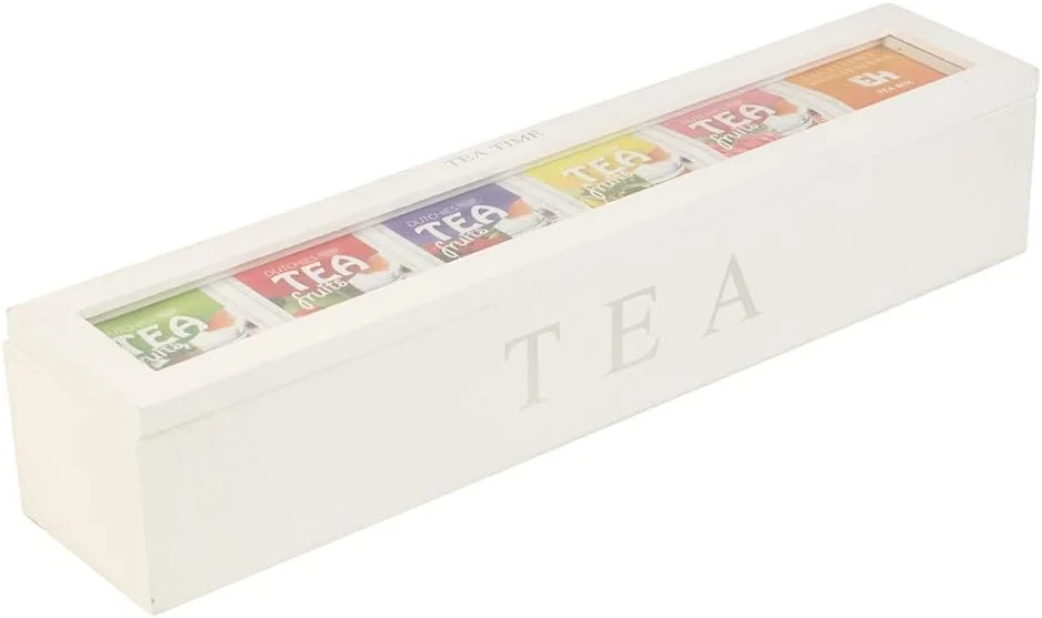 TOPINCN Wooden Tea Storage Box with 5 Slots