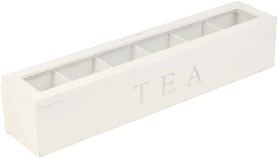 TOPINCN Wooden Tea Storage Box, 5 Slots, High