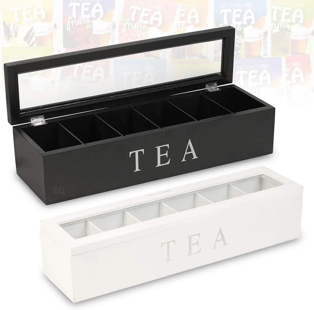 TOPINCN Wooden Tea Storage Box, 5 Slots, High