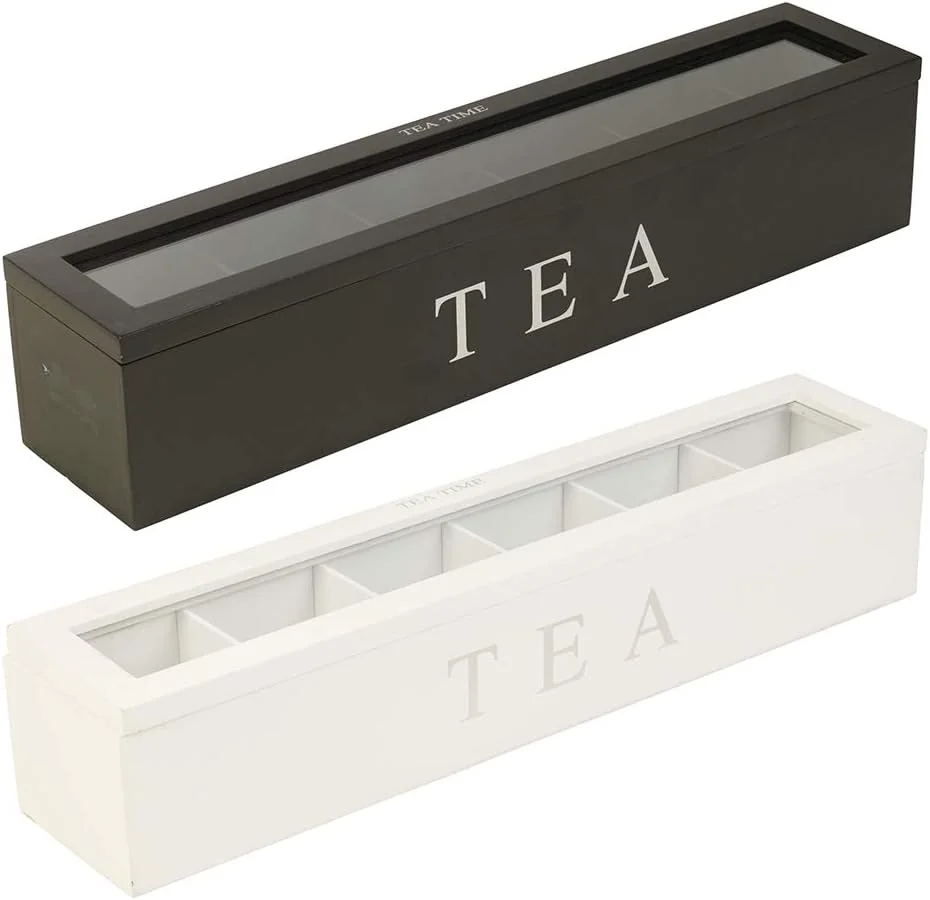 TOPINCN Wooden Tea Storage Box, 5 Slots, High